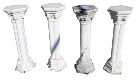 4 vintage cast stone octagon pedestals