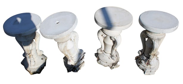 4 vintage cast stone round pedestals