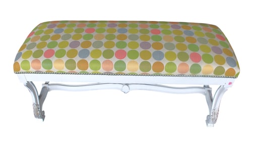 French style multi color upholstered window bench