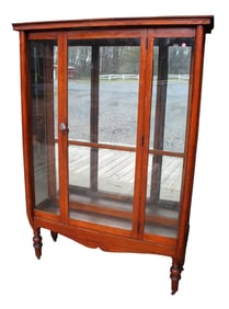Antique oak 1 door mirror back china cabinet