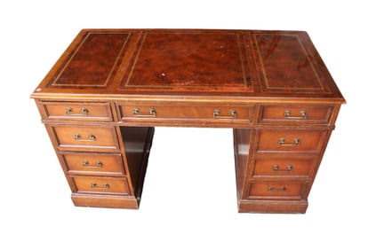 Vintage leather top kneehole desk