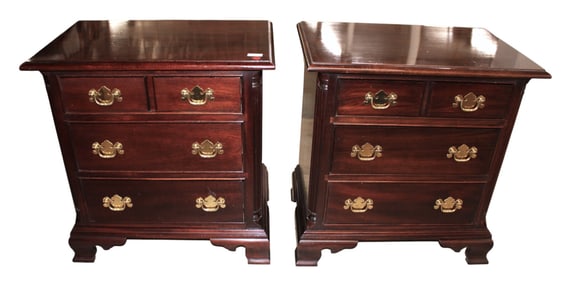 Pair Stickley mahogany bracket foot nightstands