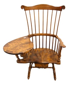 Drew Lausch windsor comb back tiger maple desk chair
