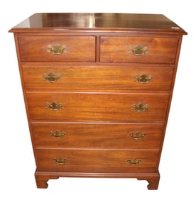 Henkel Harris solid mahogany 6 drawer high chest