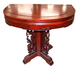 Chinese Chippendale Asian demilune console table
