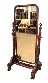 Fantastic antique acanthus paw foot cheval dressing mirror