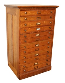 Antique oak 8 drawer industrial collectors cabinet