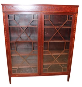 Antique mahogany and inlaid bookcase attrib. Horner