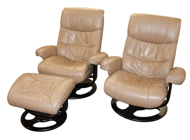 Lane leather Zero Gravity 3pc mid century modern seating