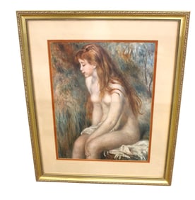 Framed print of nude woman. 21.5"h x 18"w