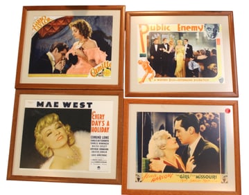 4 vintage framed movie lobby card age unknown. 14"h 17"w