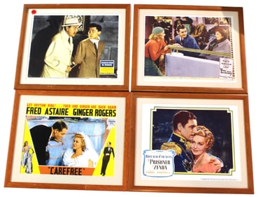 4 vintage framed movie lobby card age unknown. 14"h 17"w