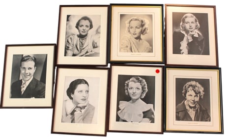 7 framed photograph actors & other incl. Amelia Earhart