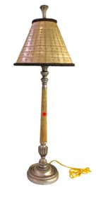 Very unique scrimshaw style stick lamp with shade