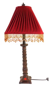 Palm tree style base lamp and square beaded shade