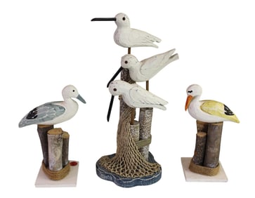 3 decorator wooden water birds.  14"h, (2) 8"h