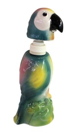 Cool porcelain parrot soap dispenser. 9"h x 3"dia.