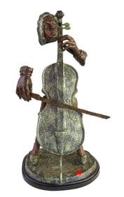 Artist signed musical bronze cello by pacific art