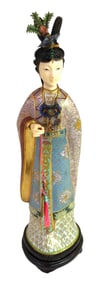 Vintage Chinese cloisonne woman figure 16"h