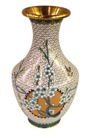 Vintage cloisonne vase. 9"h x 5"diameter