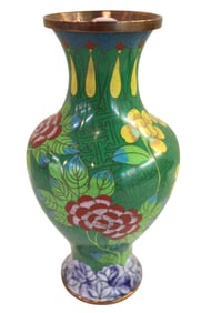 Vintage cloisonne vase. 9"h x 5"diameter