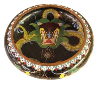 Vintage signed cloisonne bowl. 3"h x 10"diameter