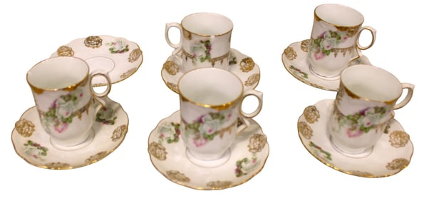 11 pieces of antique Bavarian porcelain marked PS