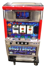 Vintage token slot machine. 32"h x 19"w x 15"d