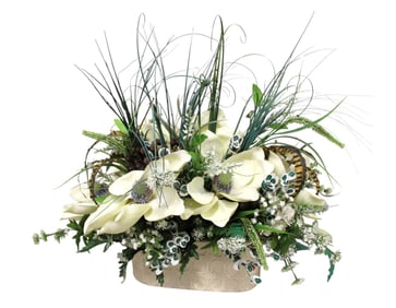 Quality faux floral arrangement in planter