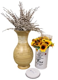 2 decorative faux floral arrangements