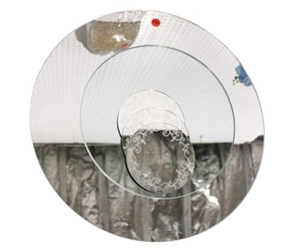 5 decorative table top round mirrors, 18" 12" 5"