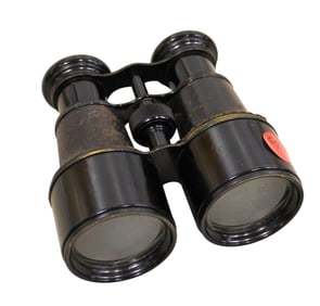 Pair semi antique pilot leather wrapped binoculars