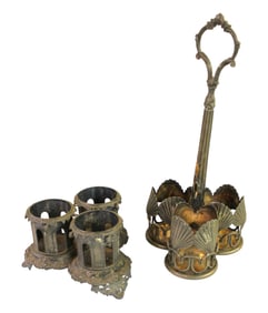 2 antique ornate table bottle holders
