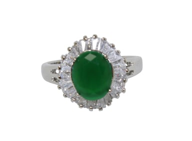Natural 3.5ctw columbian emerald/white topaz ring size 9