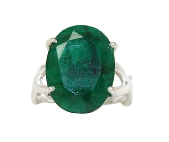 Huge 12x16mm Zambian emerald sterling ring size 6