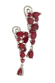 Natural ruby dangle earrings in sterling silver