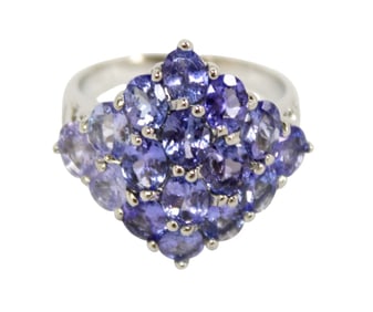 Natural tanzanite sterling silver ring size 8.5