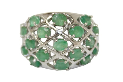 Natural emerald ring in sterling silver size 6.5