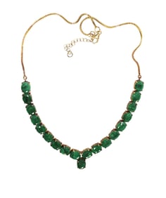 Natural emerald 55ctw necklace in yellow gold over s/s