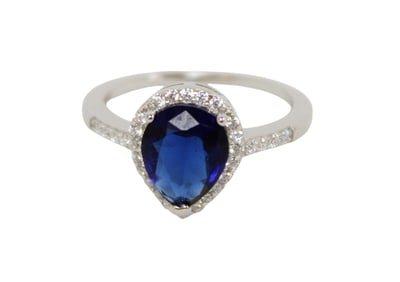 3ct natural sapphire pear shape sterling ring size 8