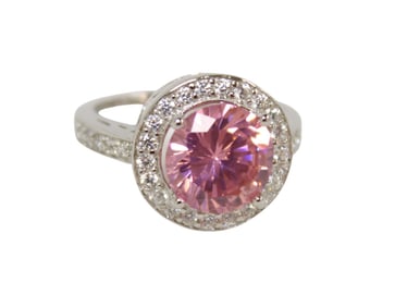3 ctw pink sapphire and white topaz sterling ring size 6