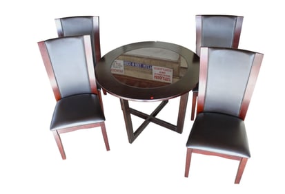 Nice 5 piece contemporary kitchen set, espresso, smoked glass