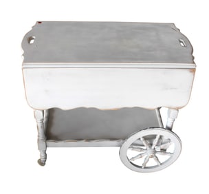 Solid wood paint decorated drop leaf tea cart