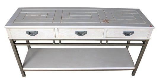 Castleton modern design 3 drawer console in vintage white