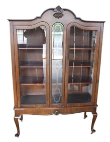 Antique walnut 2 door queen anne china cabinet