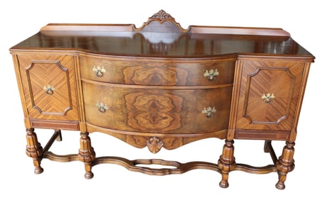 Fancy antique depression walnut two tone buffet with key