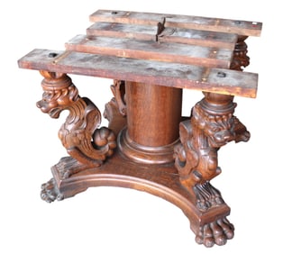 Antique oak wing griffin table base attrib. Horner Furniture