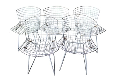 Set of 5 Mid Century Modern wire chrome chairs