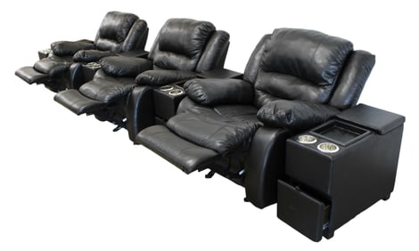 7 piece reclining leather style theatre seating