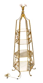 Vintage metal graduating 4 tier lighted etagere stand